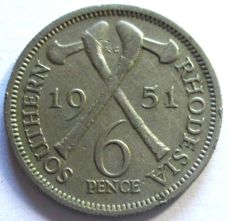 1951 Southern Rhodesia 6 Pence