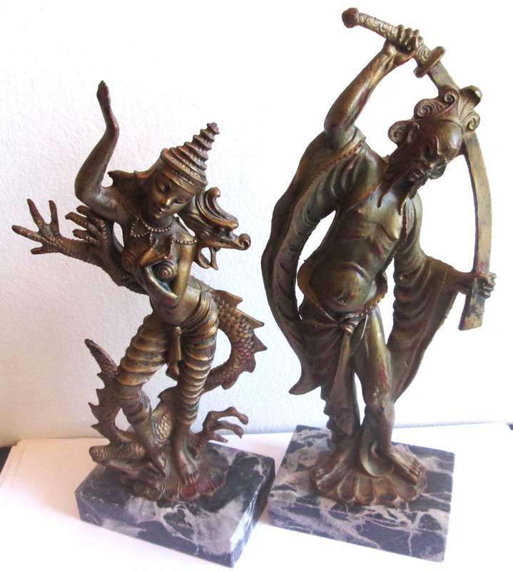 Thai Siamese Dancers with Marble Base