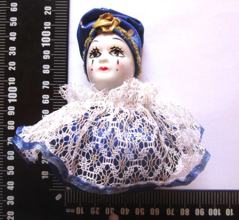 Harlequin Porcelain Head Pin Cushion Dolls