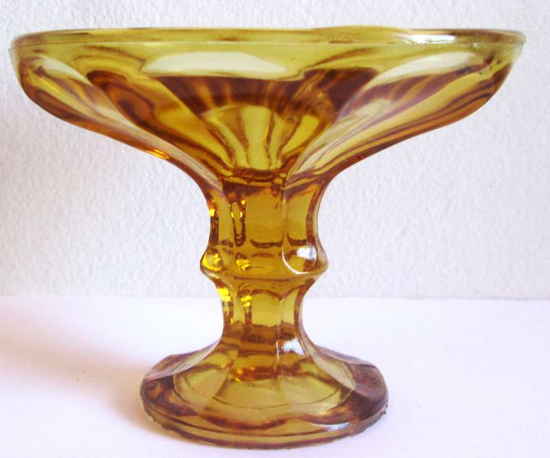 Amber Glass Compote Trinket Dish
