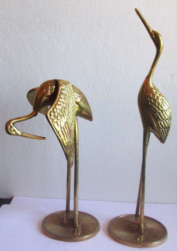 Brass Cranes Mid Century Figurines