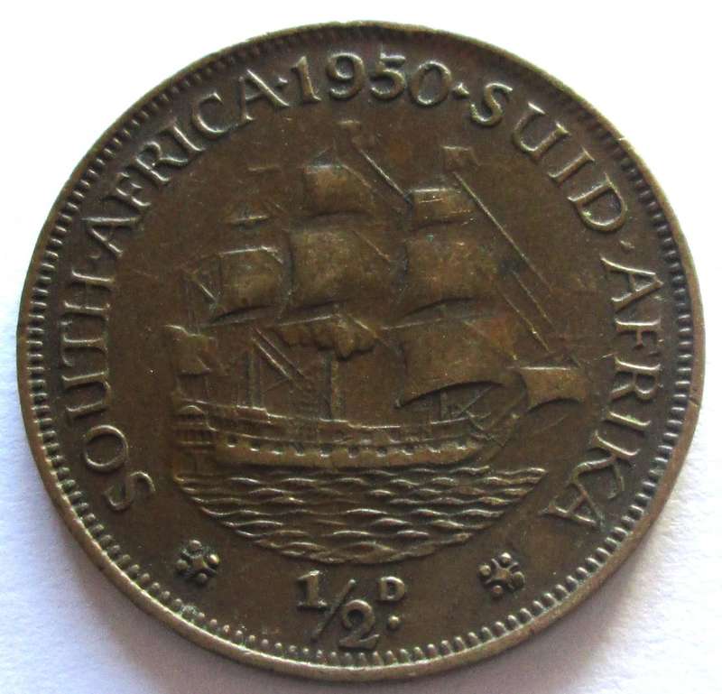 1950 Union of South Africa Half Penny
