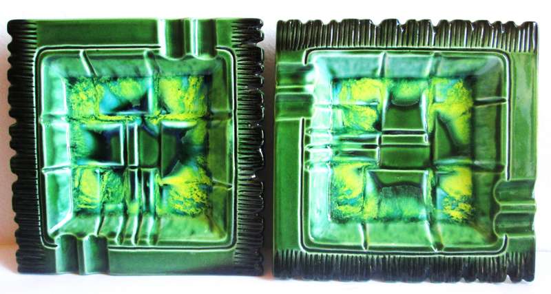 Glazed Green Ceramic Ashtrays Japan