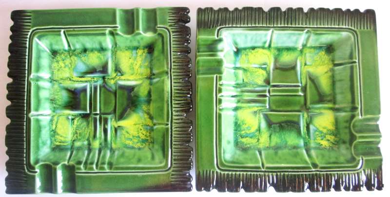 Glazed Green Ceramic Ashtrays Japan