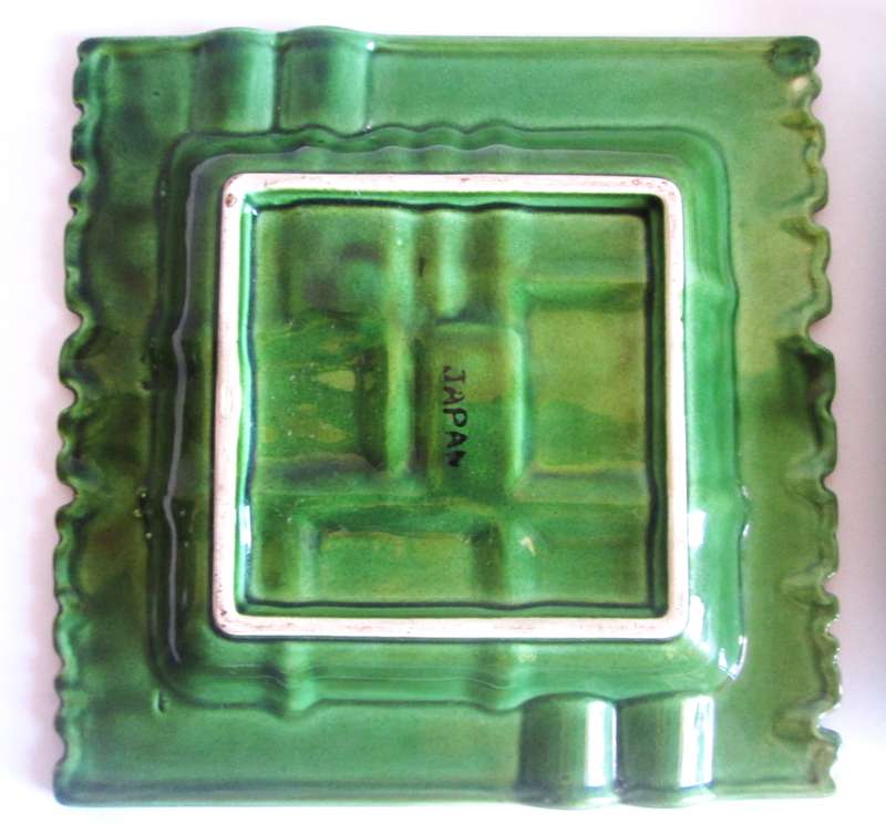 Glazed Green Ceramic Ashtrays Japan
