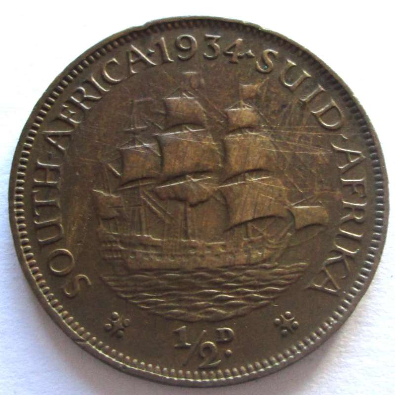 1934 Union of South Africa Half Penny