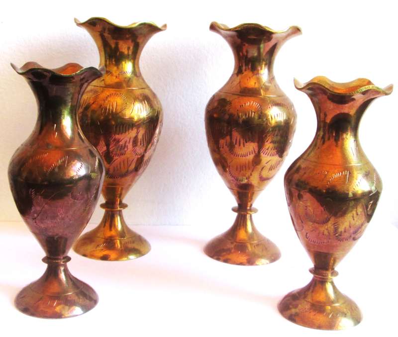 1970 Brass Urn Vases Assorted