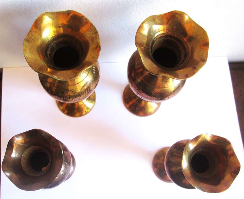1970 Brass Urn Vases Assorted