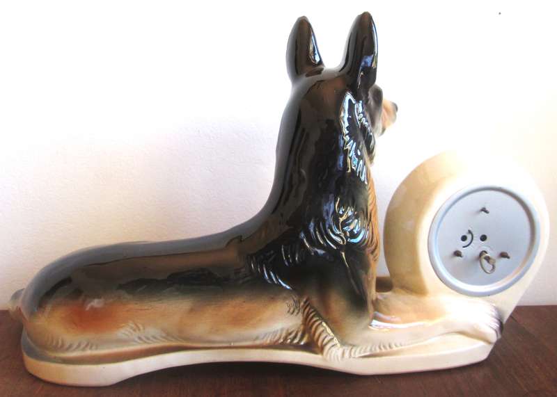 Jema of Holland 462 Ceramic German Shepherd Alsatian Large Mantle Clock