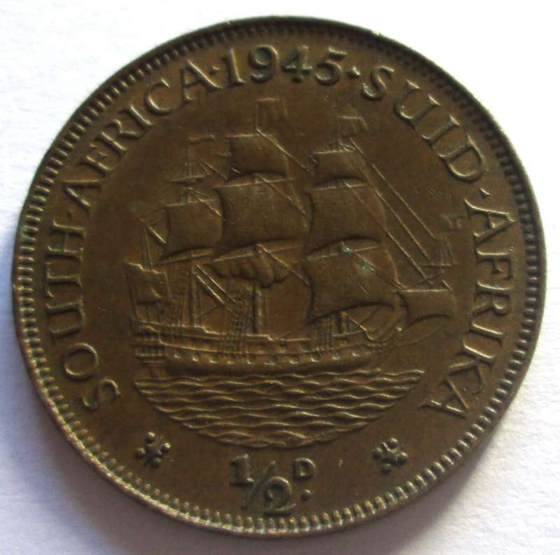 1945 Union of South Africa Half Penny