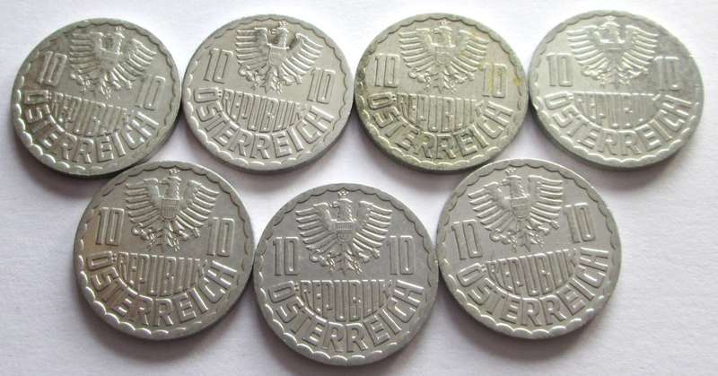 10 Groschen Austria 1990 + 1992 - 1997