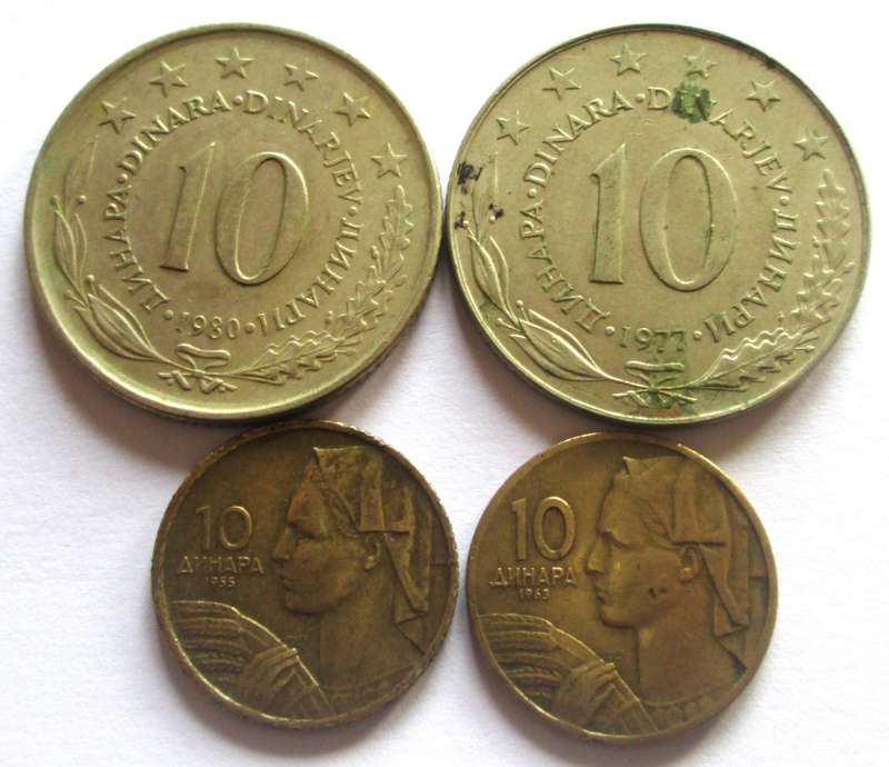 10 Dinara Yugoslavia 1955 + 1963 + 1977 + 1980