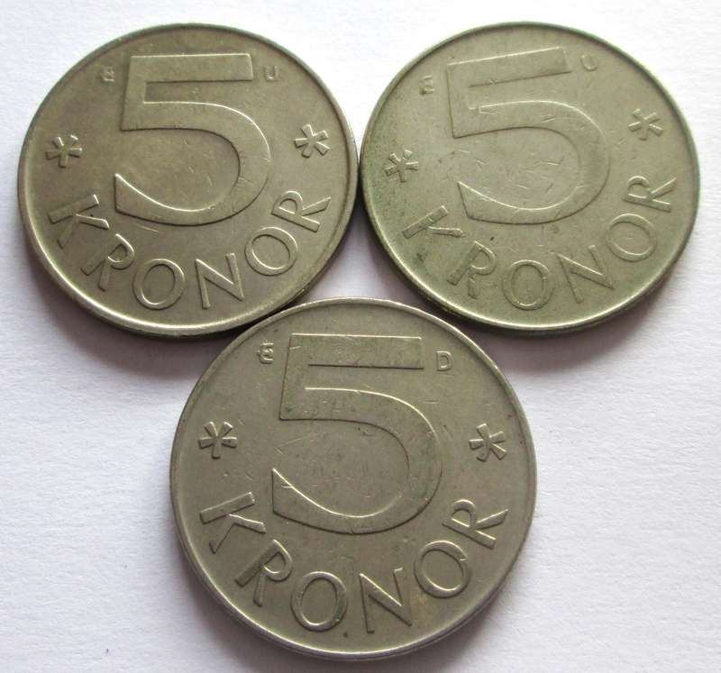 5 Kronor Sweden 1979 + 1982 + 1987