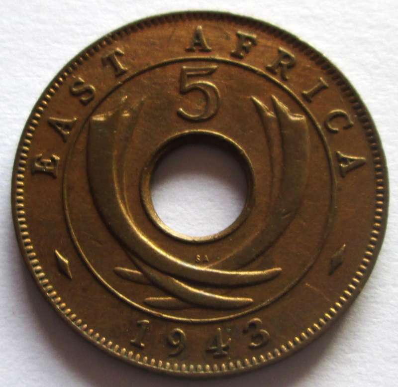 1943 East Africa 5 Cents