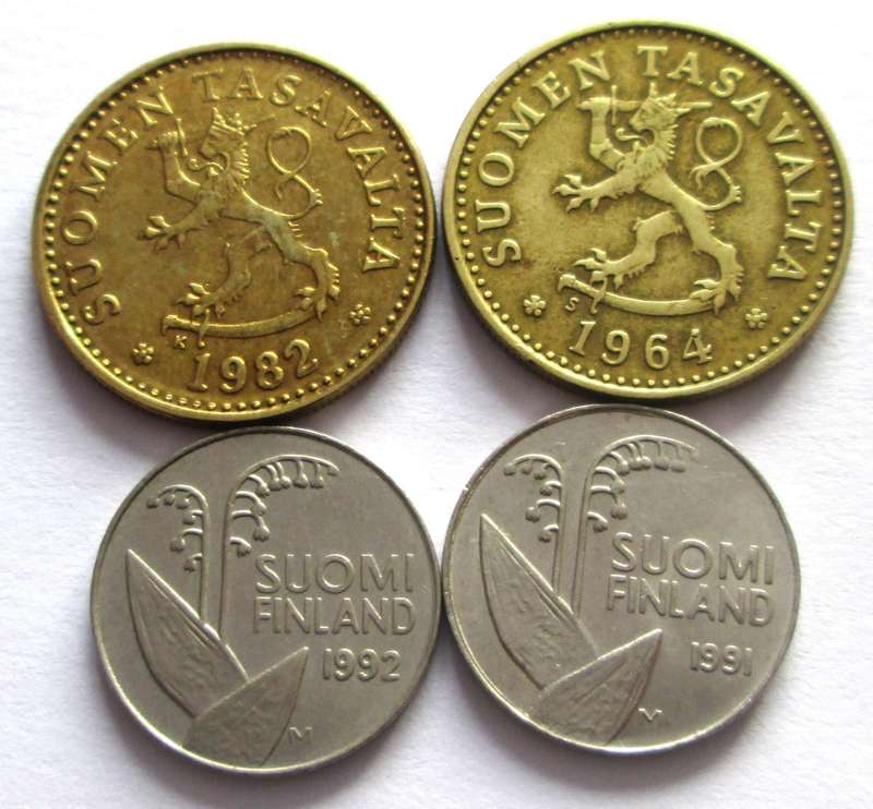 10 Pennia Finland 1964 + 1982 + 1991 + 1992