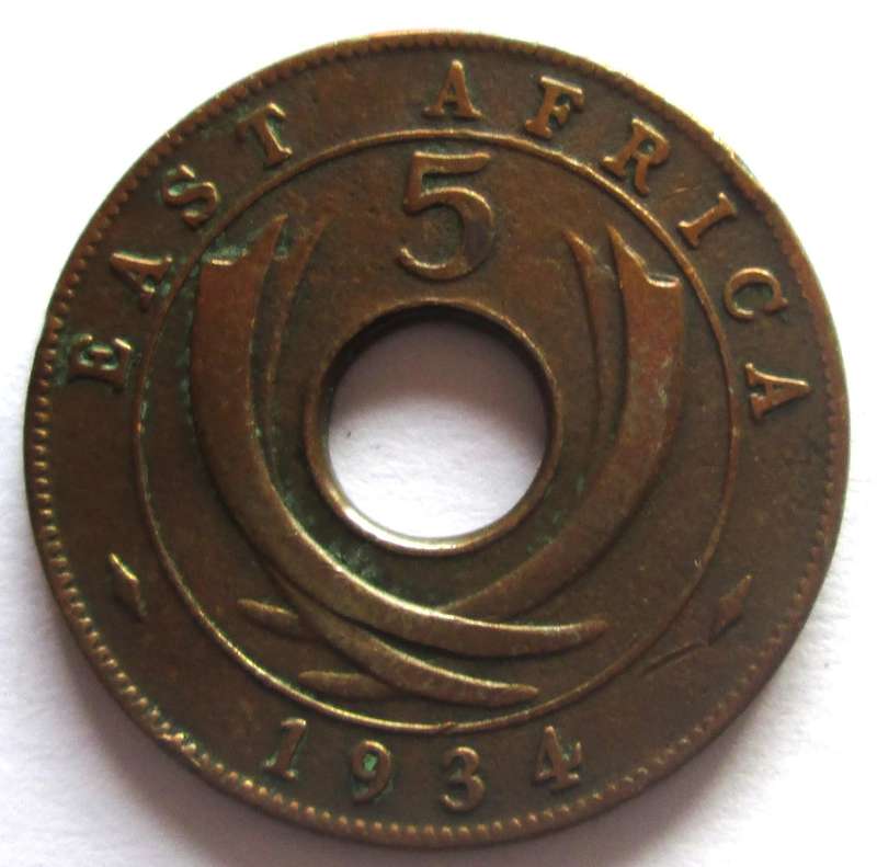 1934 East Africa 5 Cents