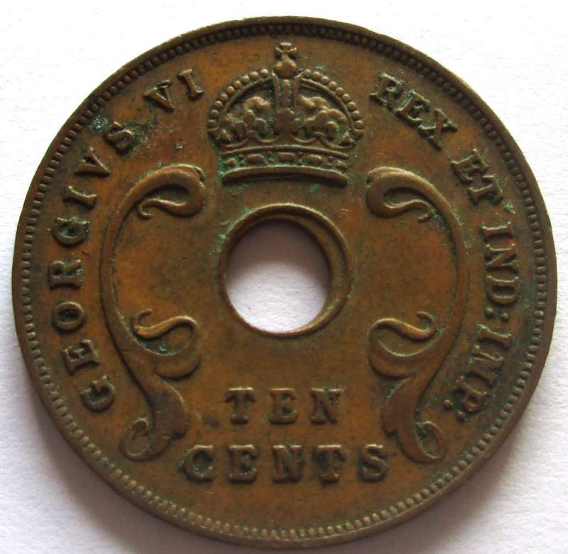 1945 East Africa 10 Cents