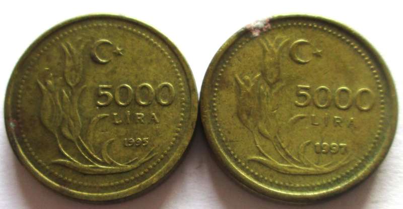 5000 Lira Turkey 1995 + 1997