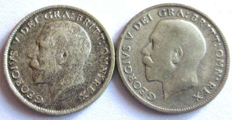 6 Pence Great Britain 1921 + 1925