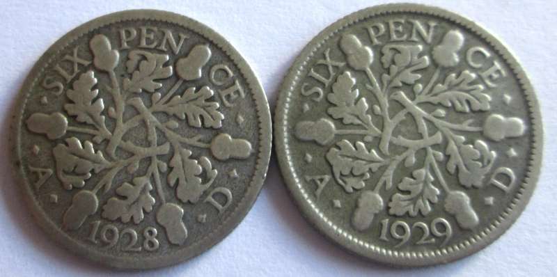 6 Pence Great Britain 1928 + 1929