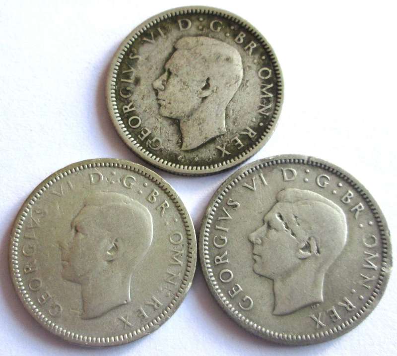 6 Pence Great Britain 1941 + 1945 + 1946