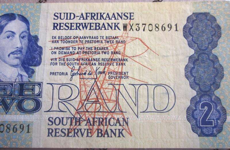 Two Rand Republic of South Africa Serial Nr WX3708691 Replacement Note