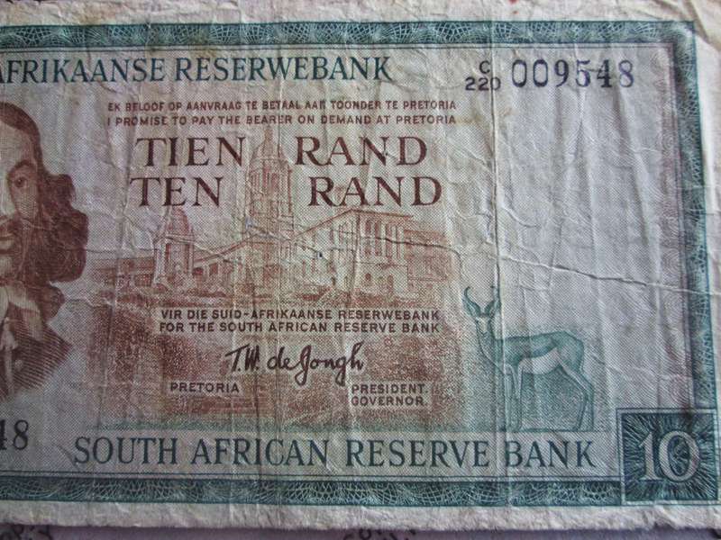 Ten Rand Republic of South Africa Serial Nr C220 009548