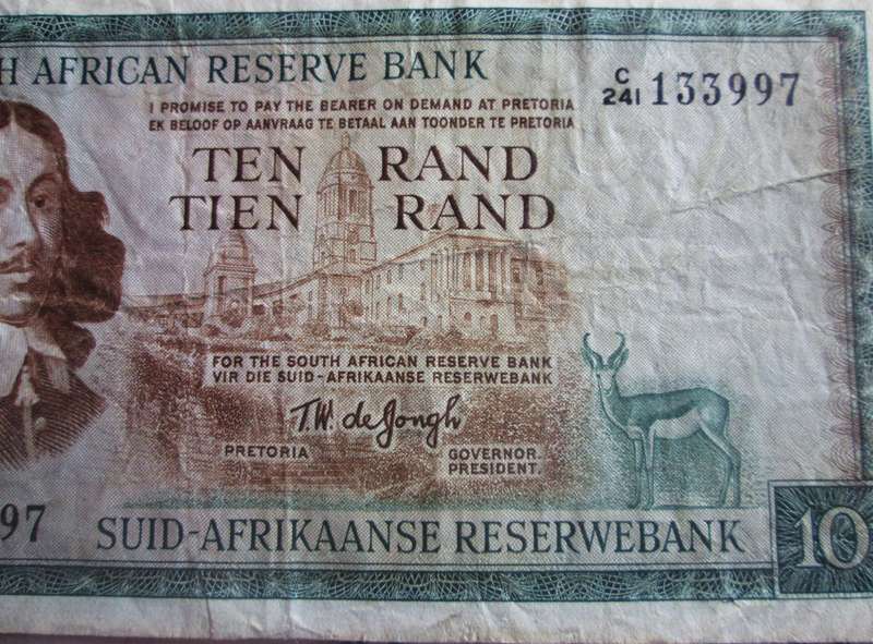 Ten Rand Republic of South Africa Serial Nr C241 133997