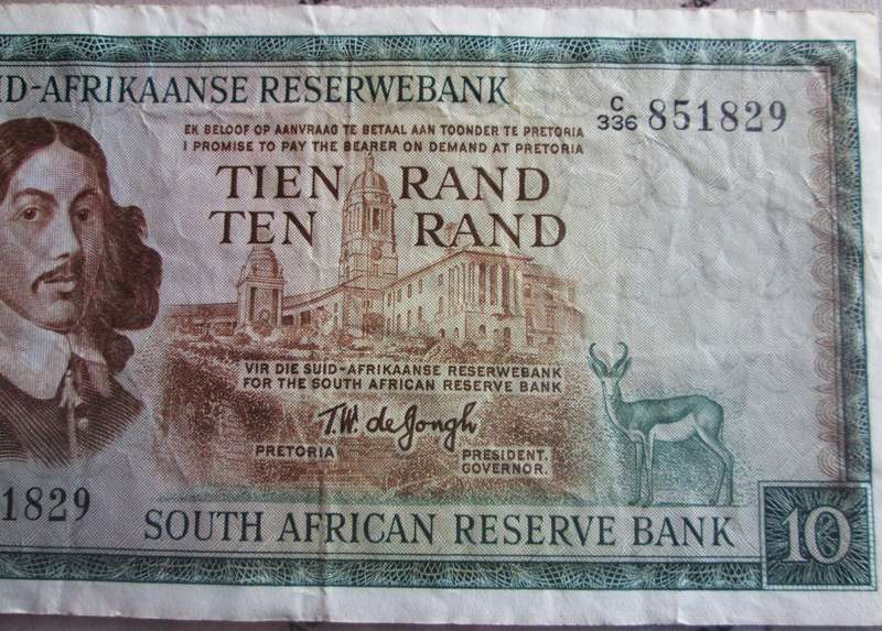 Ten Rand Republic of South Africa Serial Nr C336 851829