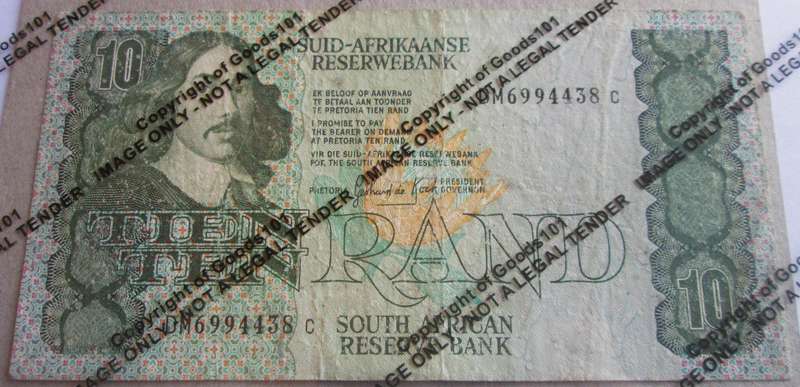 Ten Rand Republic of South Africa Serial Nr DM6994438 C