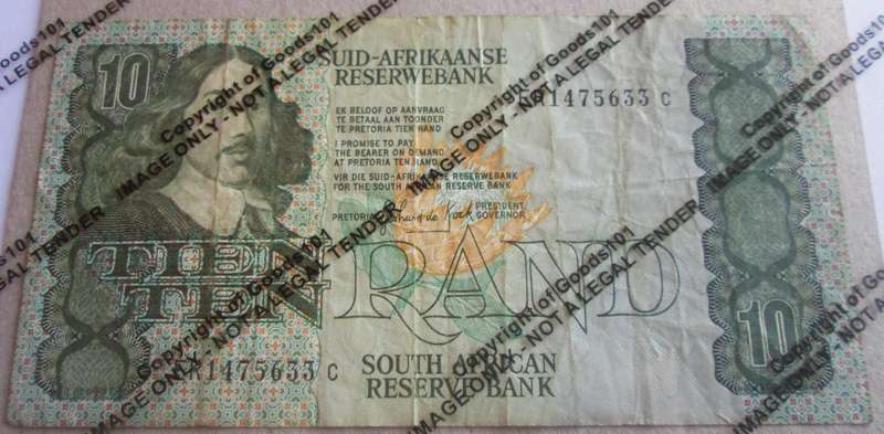 Ten Rand Republic of South Africa Serial Nr ER1475633 C