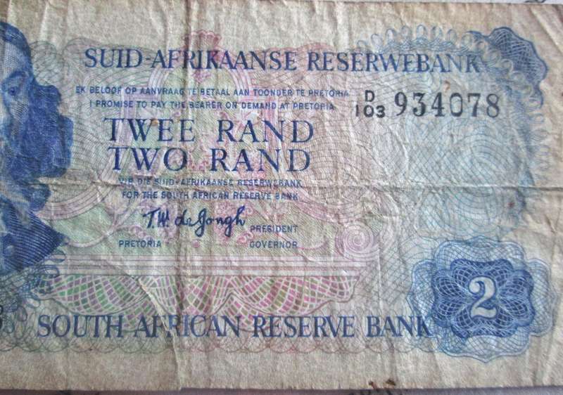 Two Rand Republic of South Africa Serial Nr DI03 934078