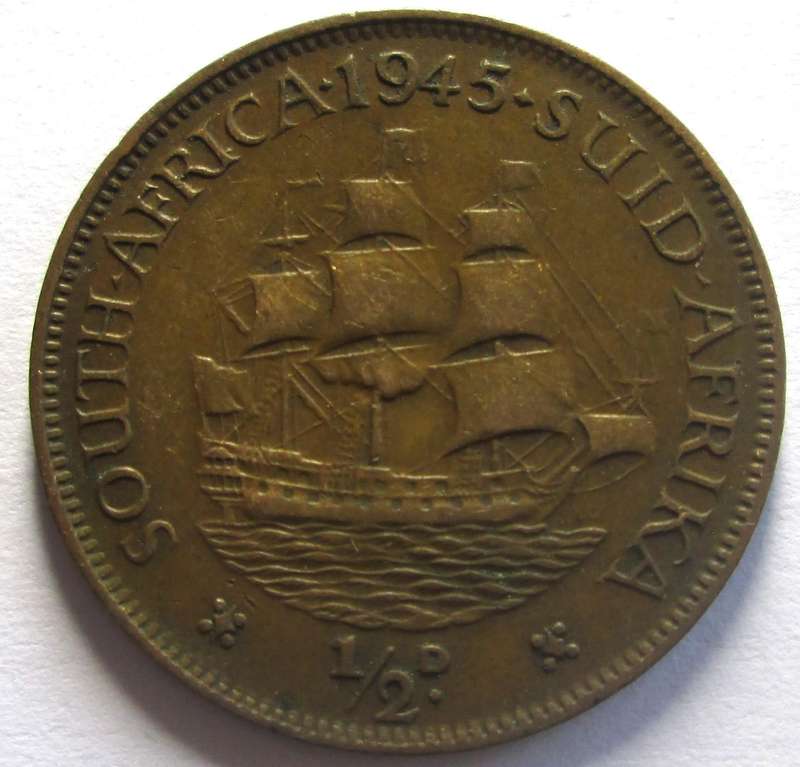 1945 Union of South Africa Half Penny