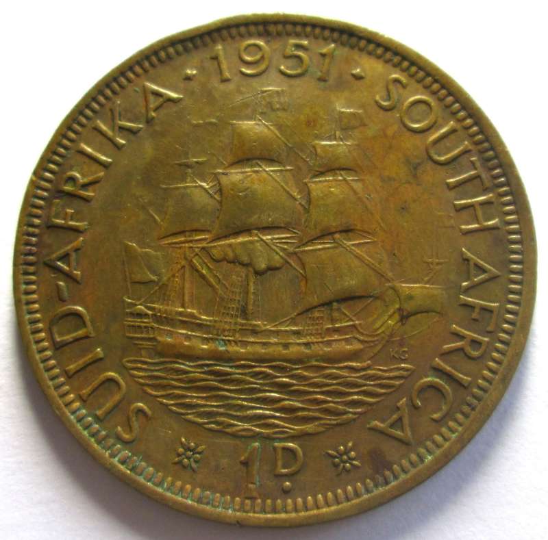 1951 Union of South Africa 1 Penny