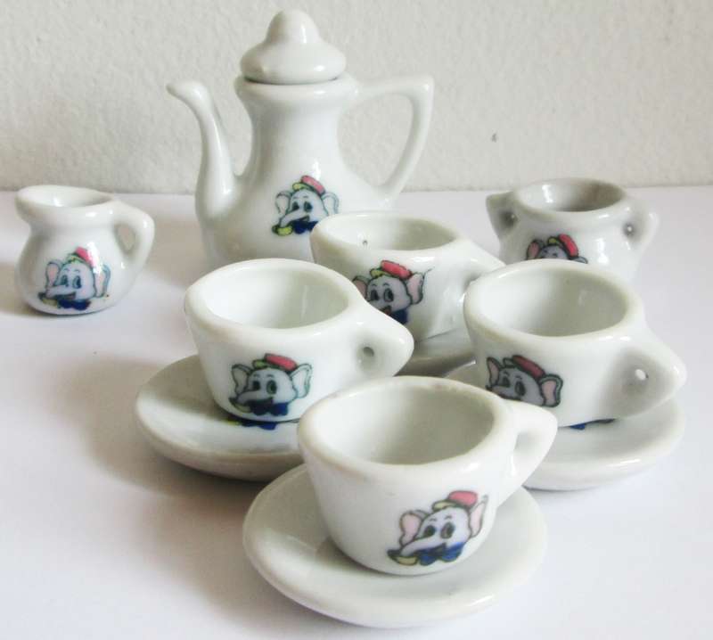 Elephant Miniature Doll House Tea Coffee Set