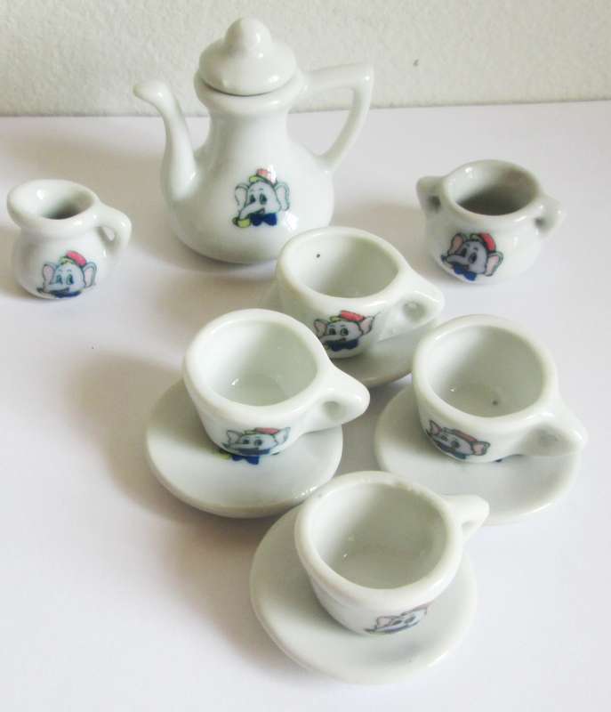 Elephant Miniature Doll House Tea Coffee Set