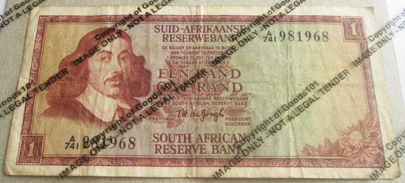 One Rand Republic of South Africa Serial Nr A741 981968