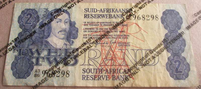 Two Rand Republic of South Africa Serial Nr A3 86 968298