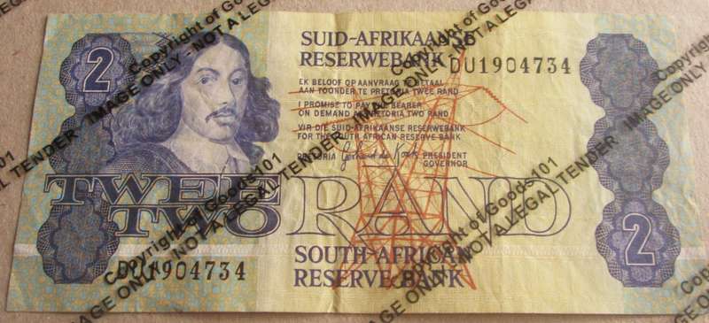 Two Rand Republic of South Africa Serial Nr DU1904734
