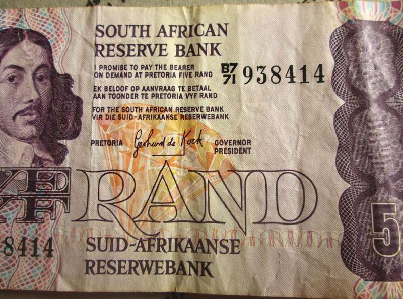 Five Rand Republic of South Africa Serial Nr B771 938414