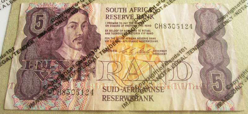 Five Rand Republic of South Africa Serial Nr CH8305124