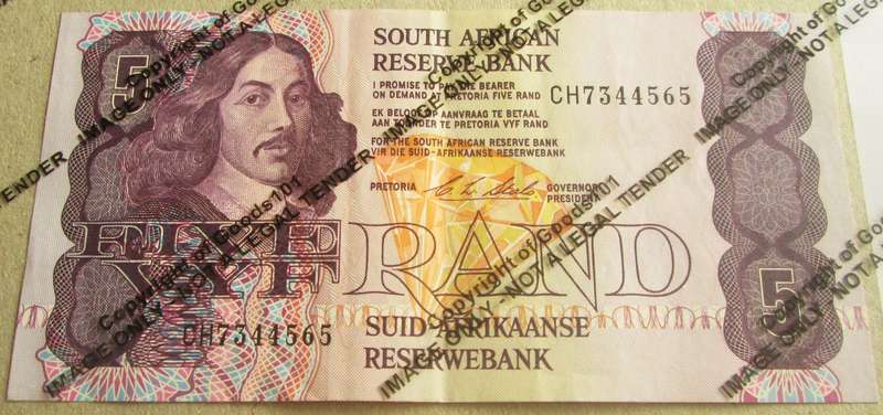 Five Rand Republic of South Africa Serial Nr CH7344565