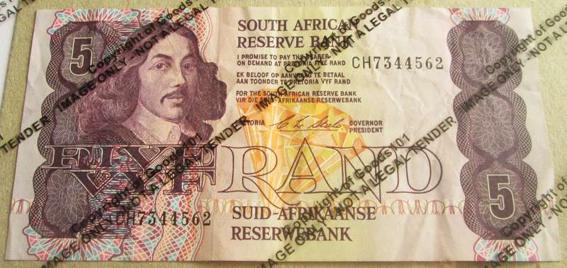 Five Rand Republic of South Africa Serial Nr CH7344562