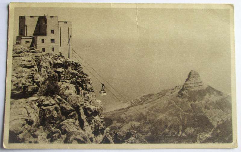 Cape Town Upper Station with Lion Head Black and White Post Card