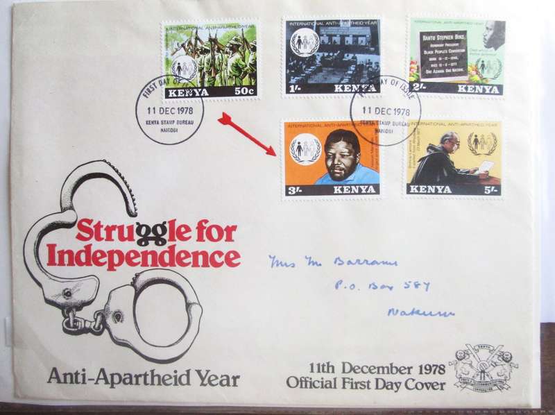 Mandela Stamp with First Day Cover Kenya and Token