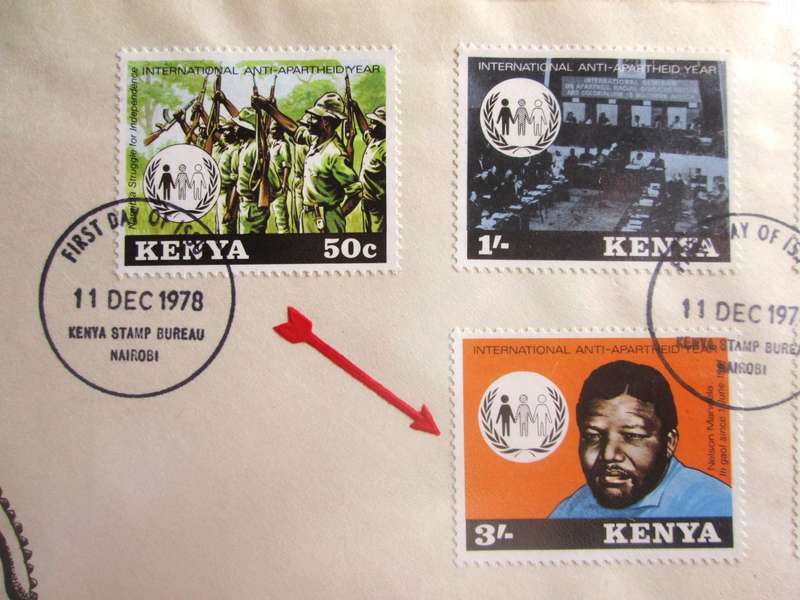 Mandela Stamp with First Day Cover Kenya and Token