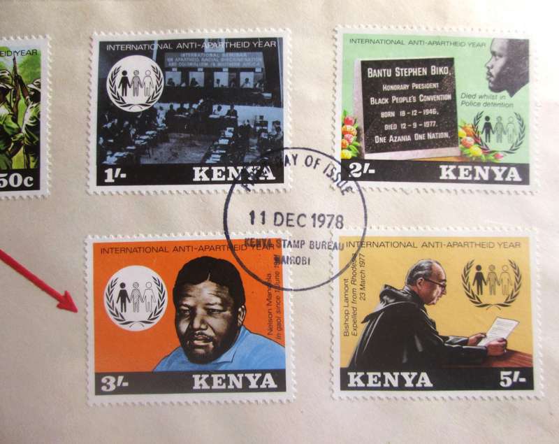 Mandela Stamp with First Day Cover Kenya and Token