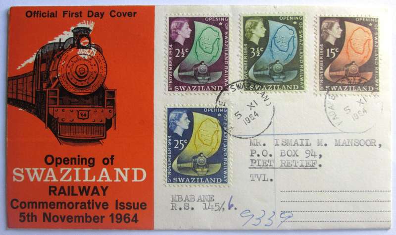 1964 Opening of Swaziland Railway First Day Cover
