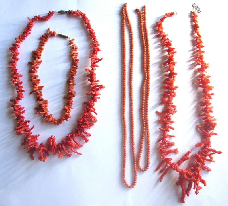 Red Coral Necklaces with Extras