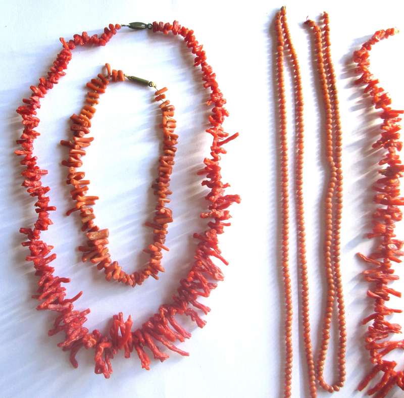 Red Coral Necklaces with Extras